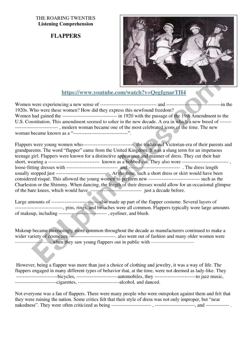 Flappers The Roaring Twenties worksheet