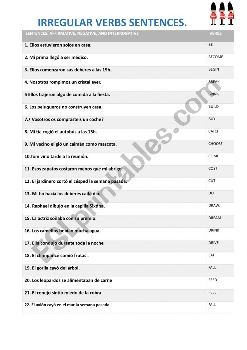 Translations PAST SIMPLE worksheet