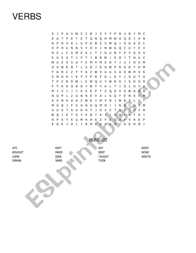 Irregular verbs worksheet