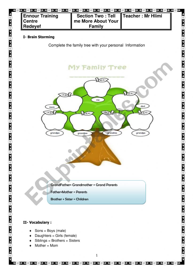 Section Two : 7th Form  worksheet