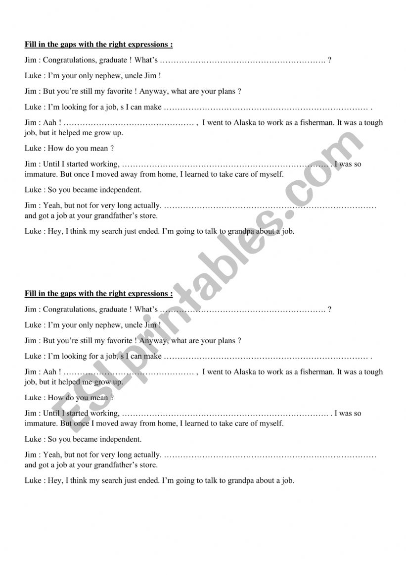 time clauses conversation practise