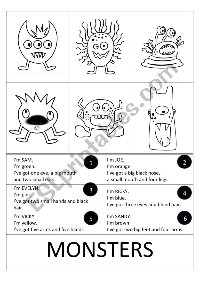 Scary Monsters worksheet