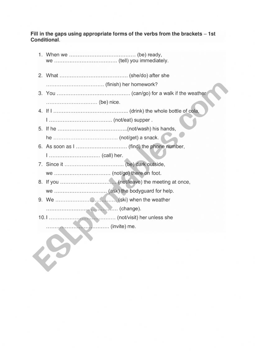  1st Conditional. worksheet