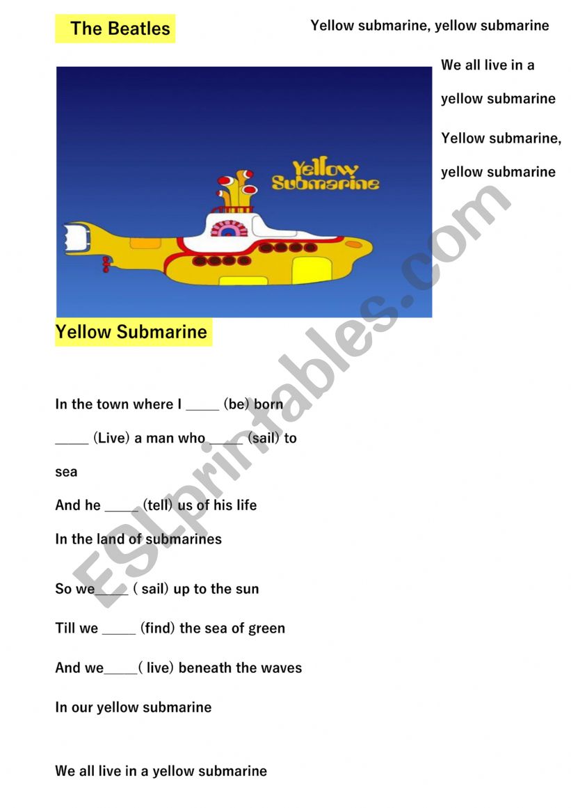 Yellow Submarine Verb Exercise