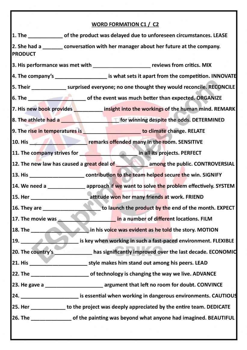 C1 C2 word formation KEY included