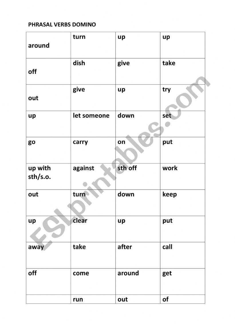 Phrasal verbs worksheet