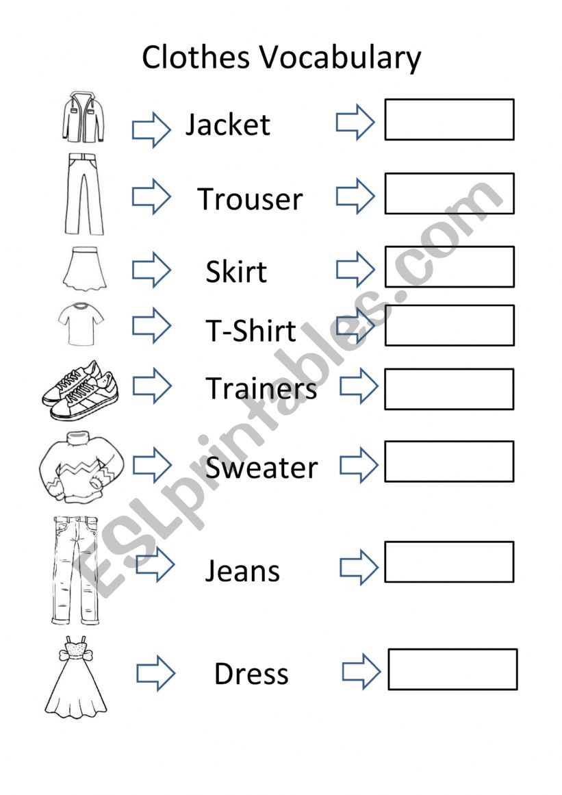 Clothes vocabulary worksheet