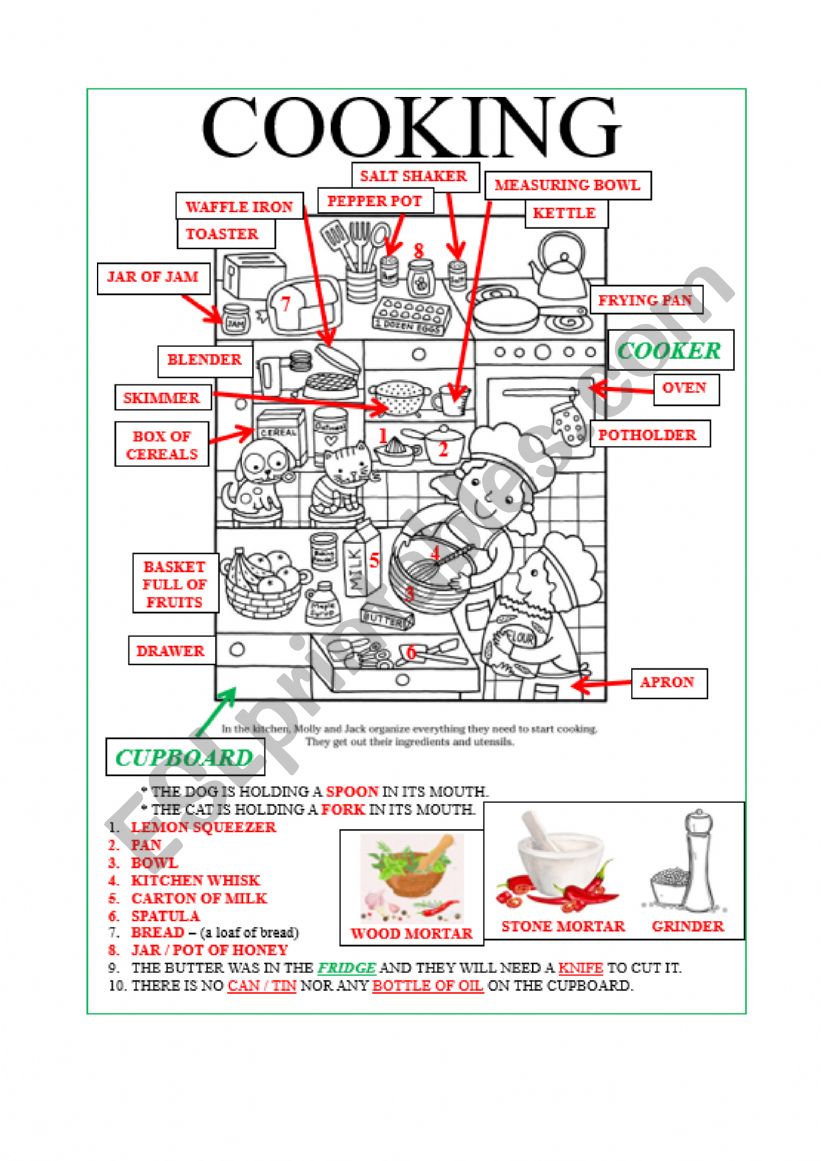 Cooking vocabulary worksheet