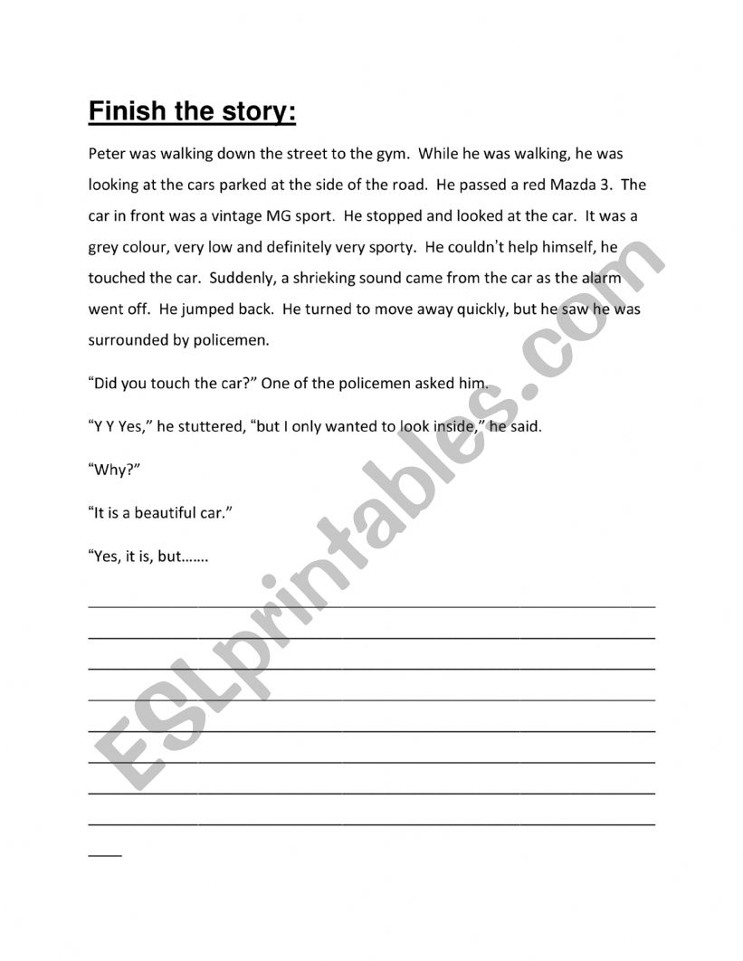 Finish the story worksheet