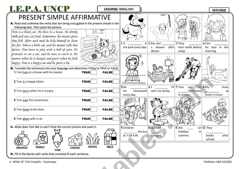 PRESENT SIMPLE AFFIRMATIVE worksheet