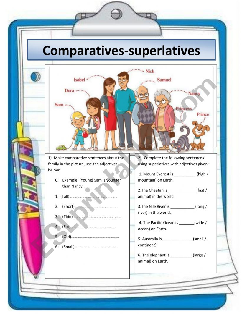 superlatives and comparatives worksheet