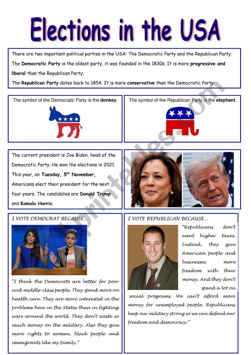 US elections 2024 worksheet