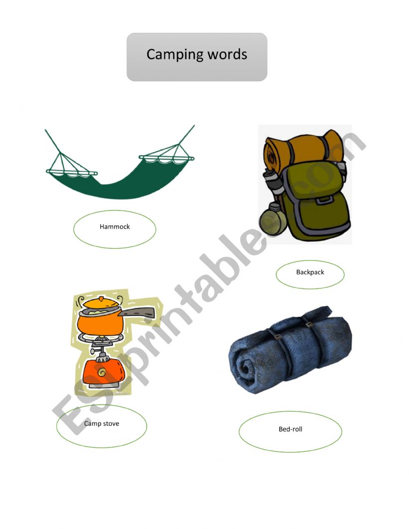 camping words worksheet