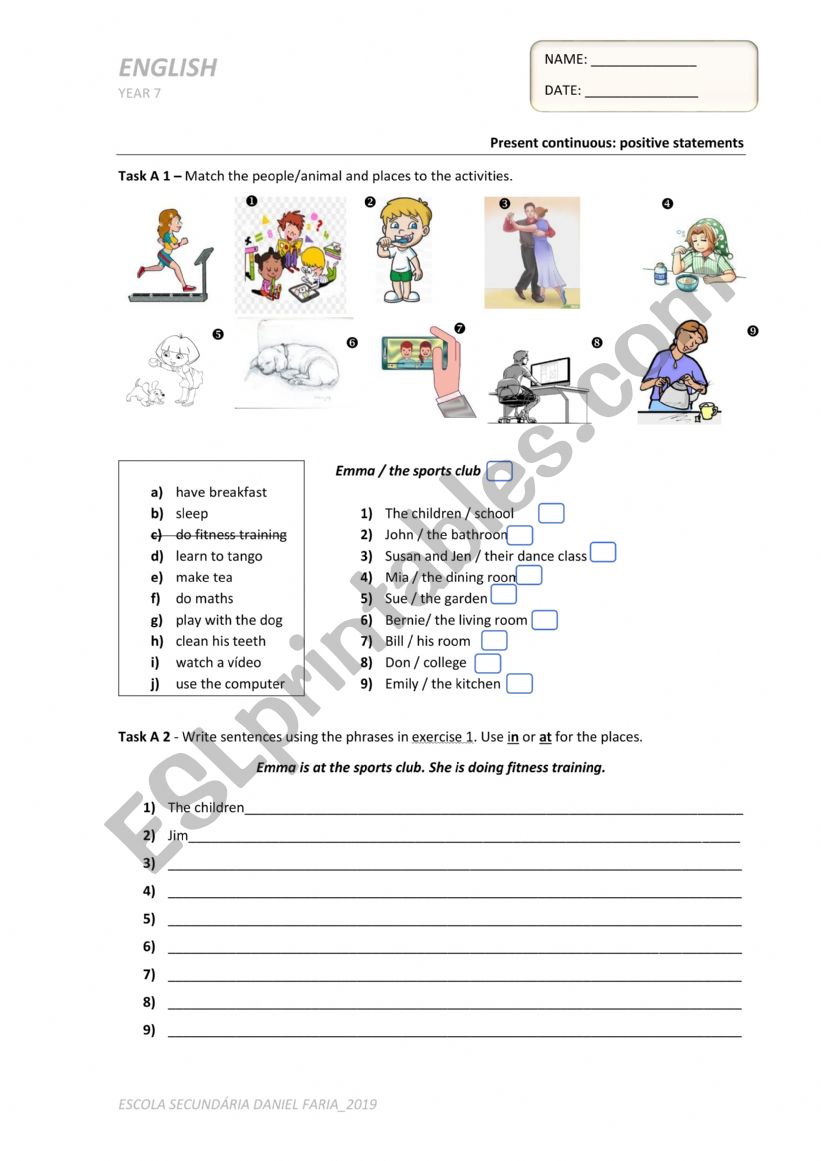 Present Continuous tense (practice-7th)