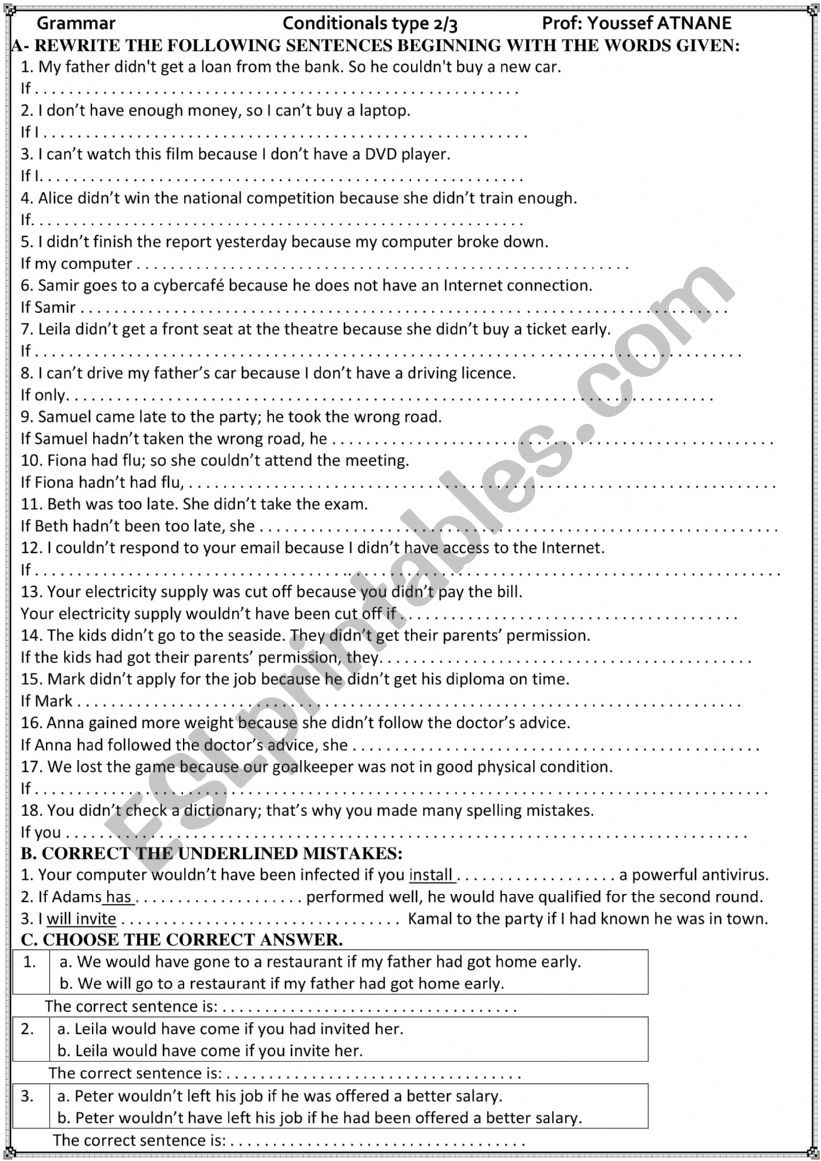 Conditionals worksheet