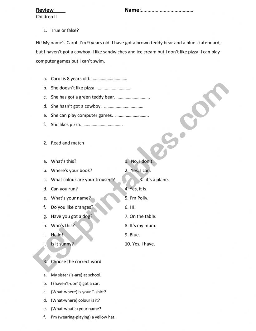 Review worksheet