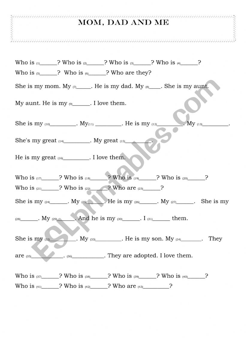 Song Completition - Family worksheet