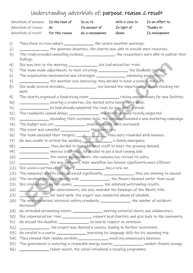 B1+ -C1 Understanding 12 adverbials of purpose, reason & result Part 2