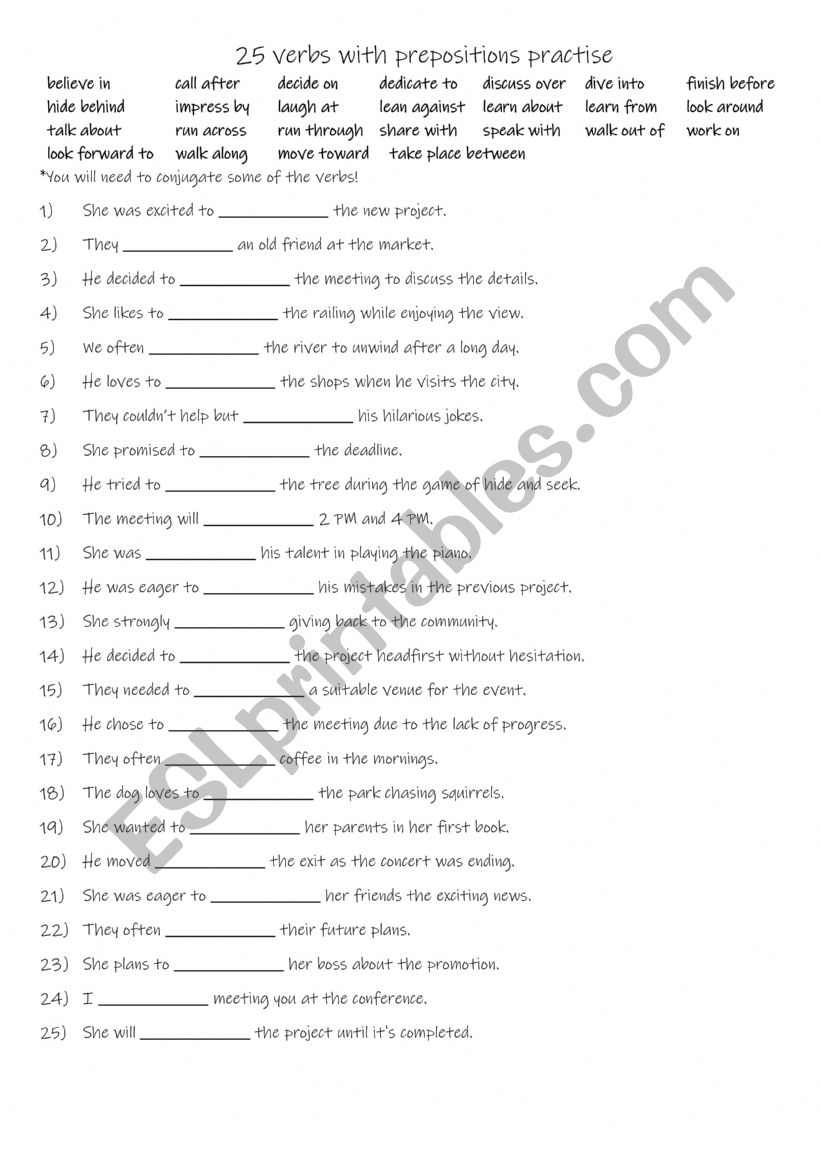 B1 25 verbs with prepositions practise