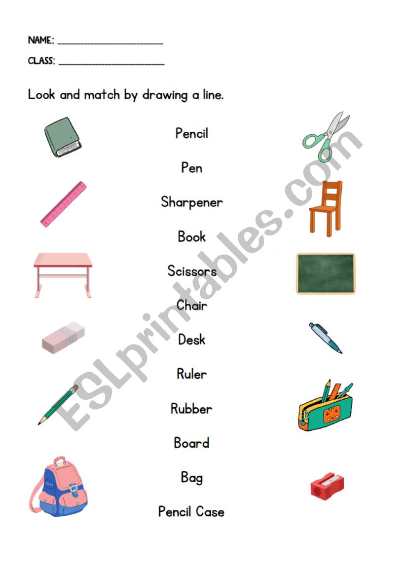 Objects in the Classroom 1 worksheet