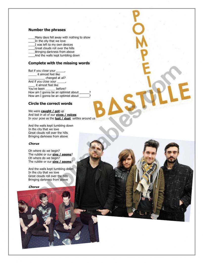 Bastille - Pompeii - Song class