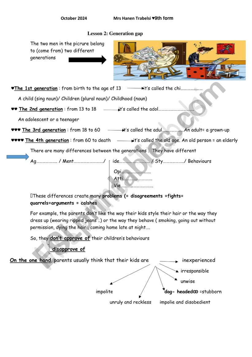 Review module 1 9th form  worksheet