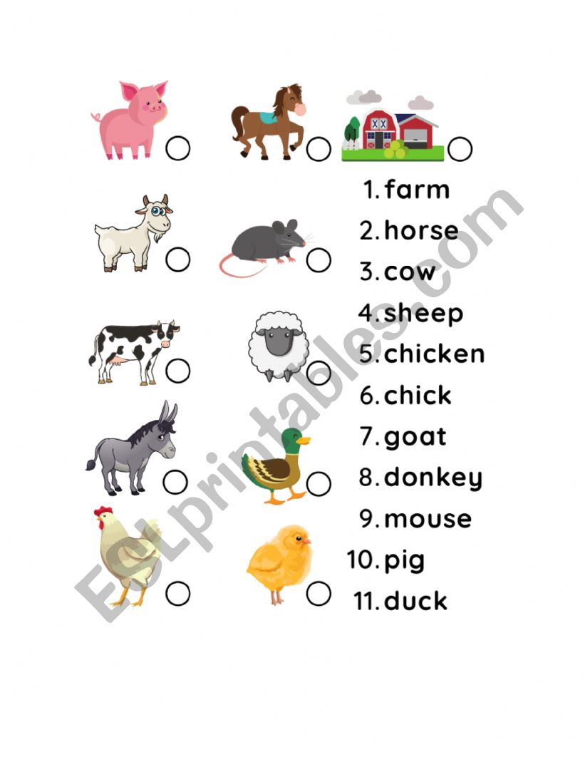 Animals worksheet