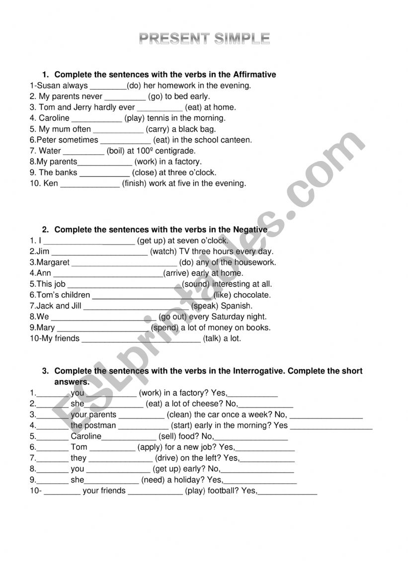 PRESENT SIMPLE AND CONTINUOUS worksheet