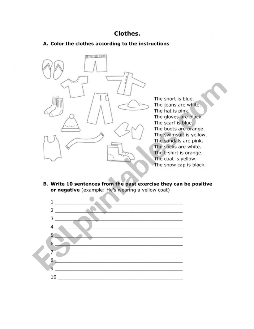 Clothes worksheet