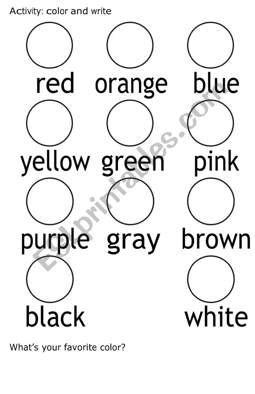 Colors worksheet