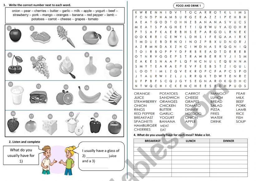 What is good for you? worksheet