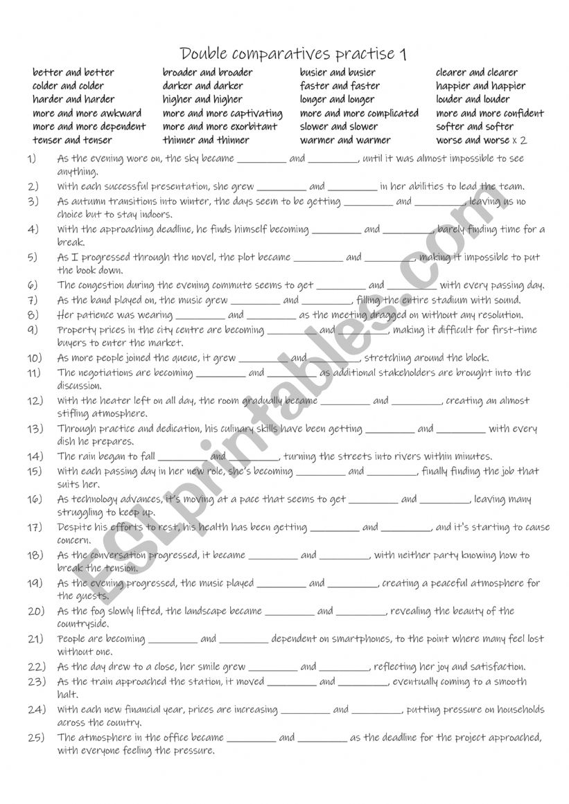 B1+-B2 25 double comparatives - Part 1