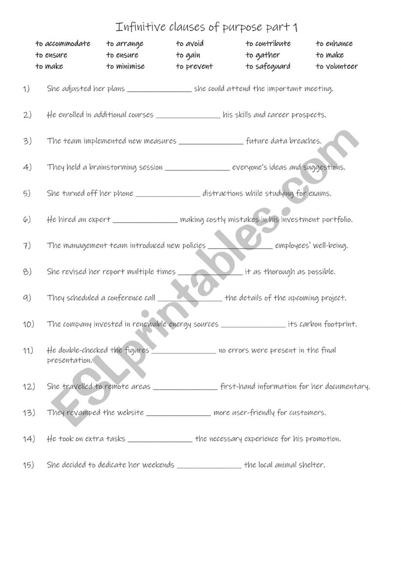 B1+-B2 15 infinitive clauses of purpose  Part 1