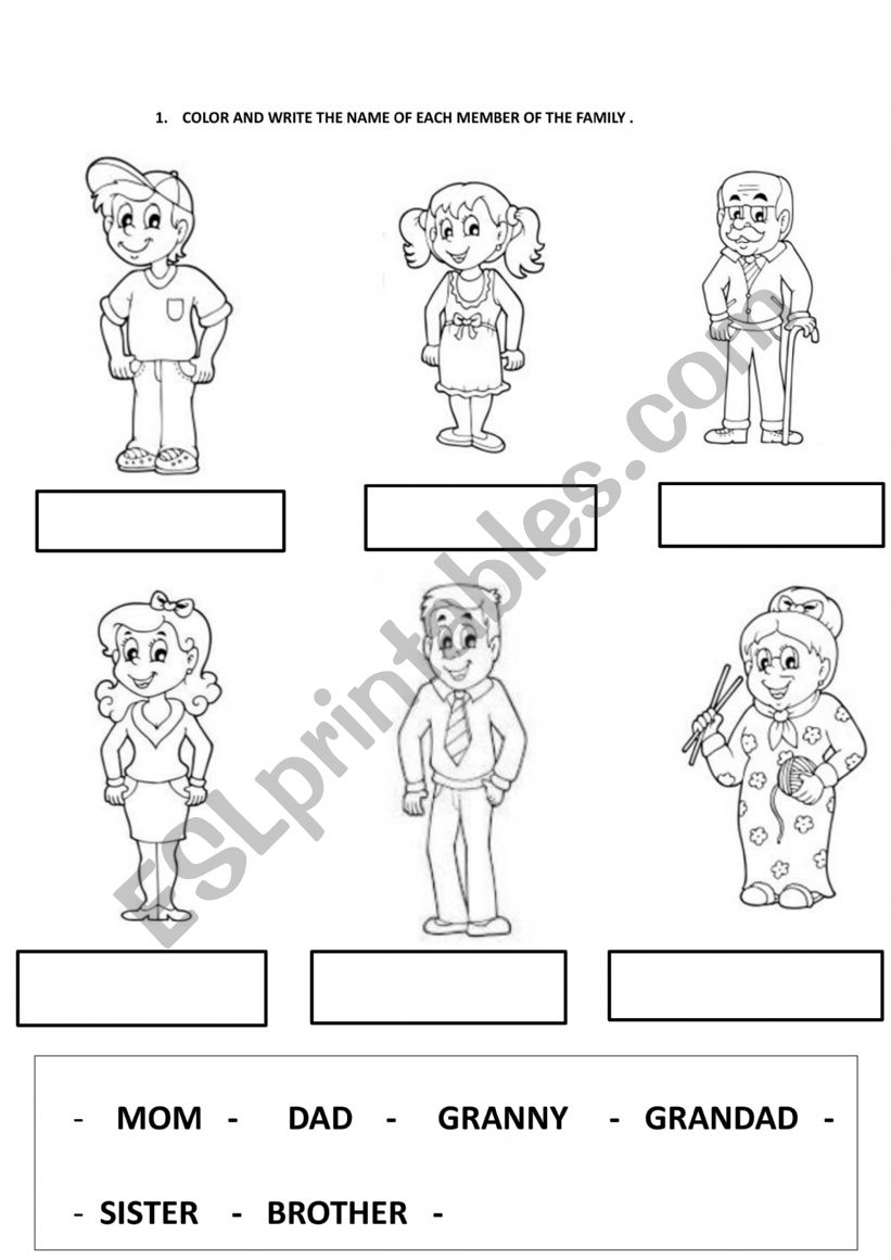 family members  worksheet