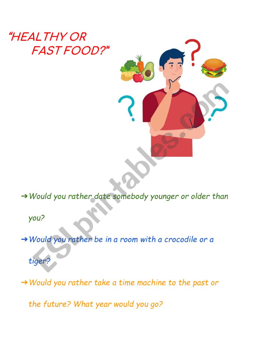 healthy or fast food? worksheet