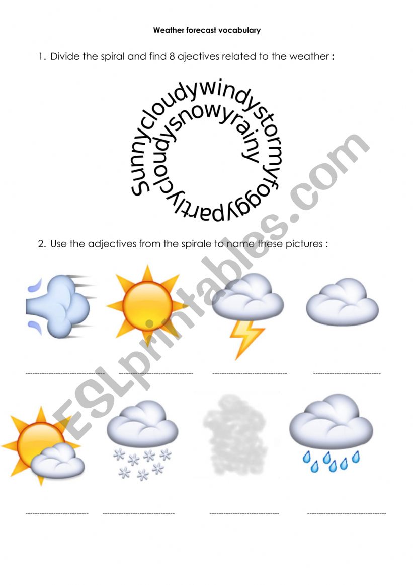 Weather forecast worksheet worksheet