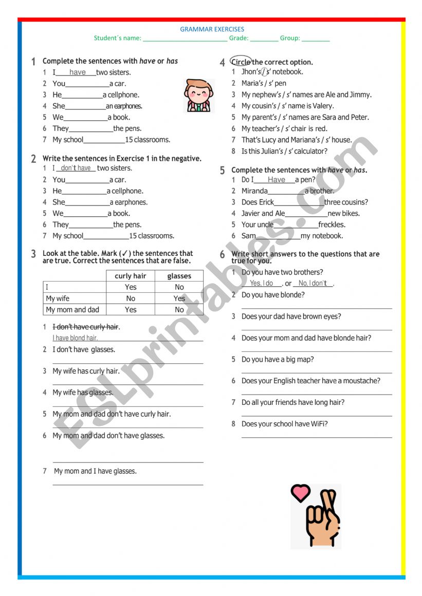 BASIC GRAMMAR worksheet