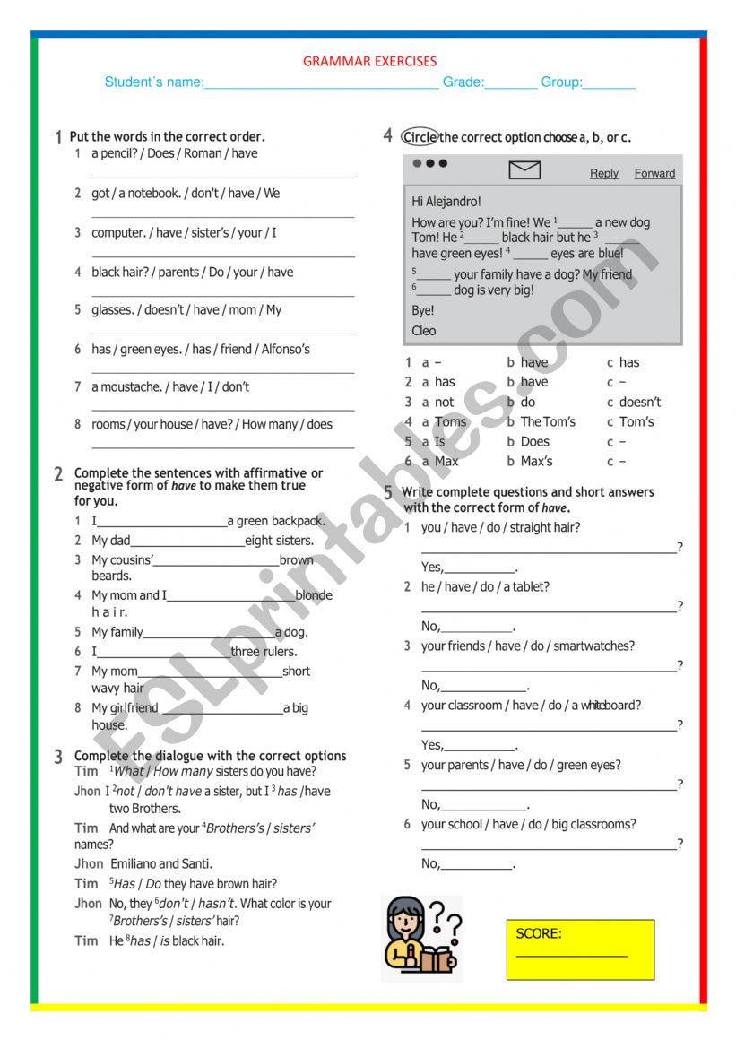 GRAMMAR EXERCISE worksheet