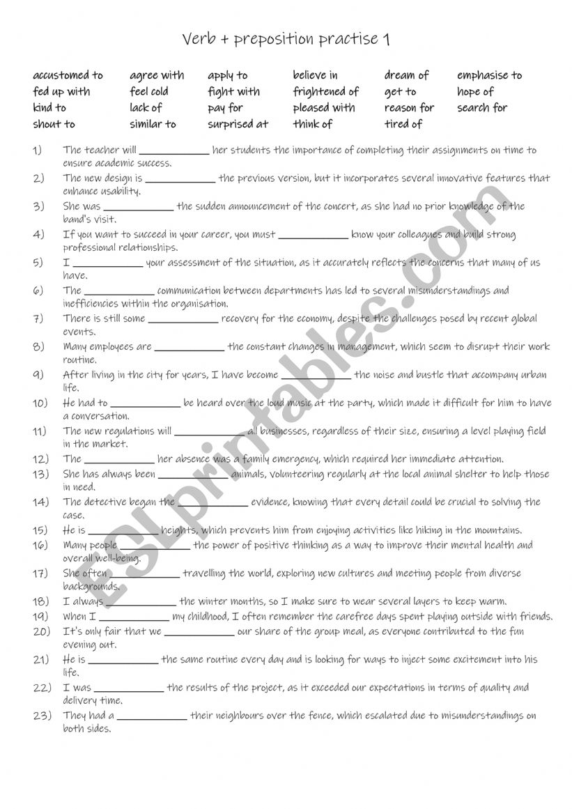 B1-B2 Verb + preposition practise Part 2