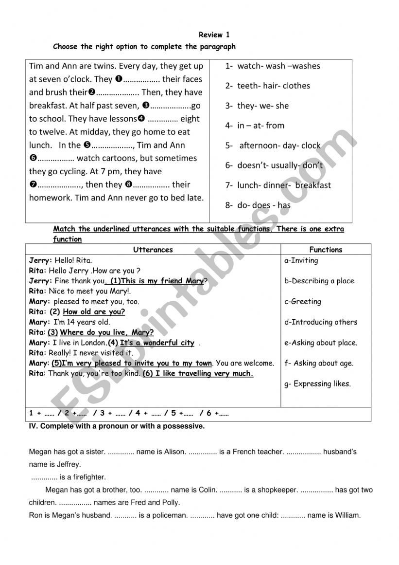 review tasks 1 worksheet