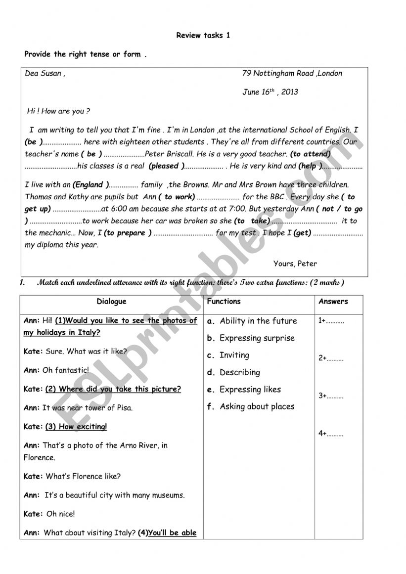 Review 8th form mid term test 1 language