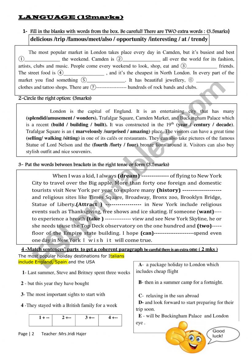 MID TERM TEST 1 8TH FORM 2024 worksheet