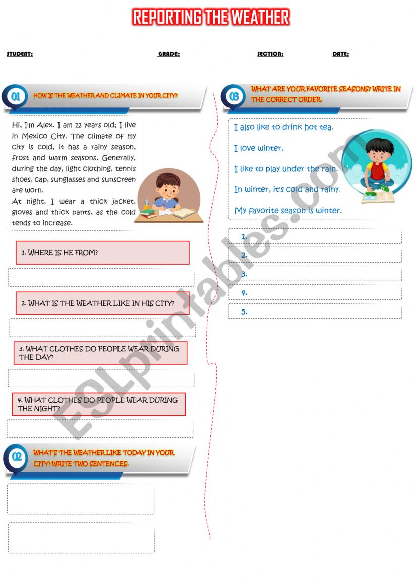 Reporting the Weather worksheet