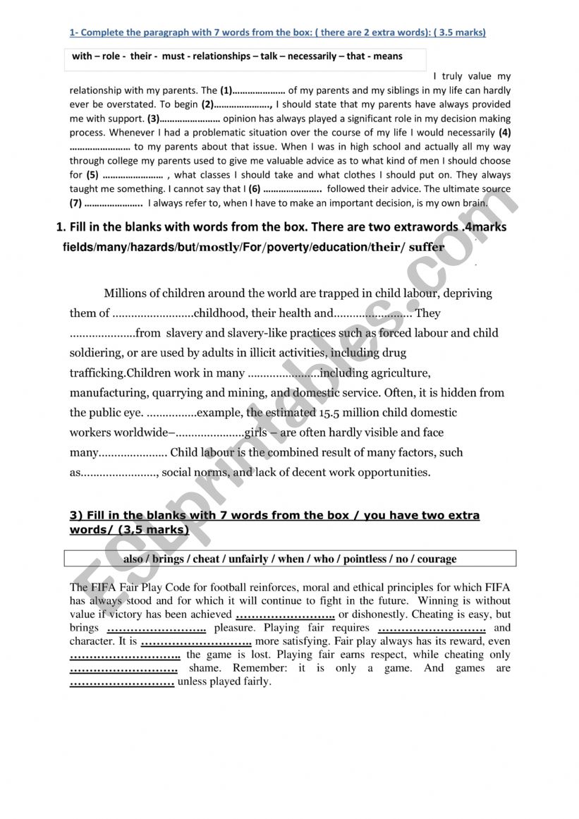 fill in the blanks worksheet