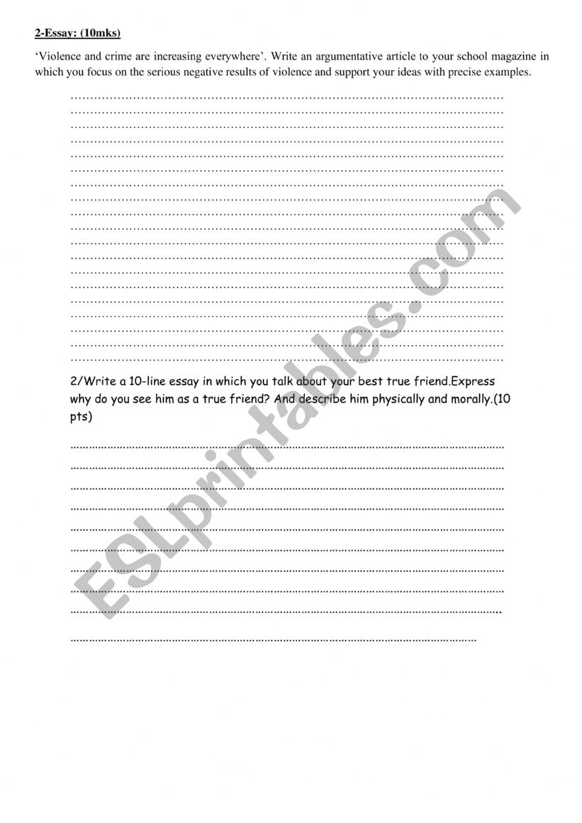 writing topics worksheet