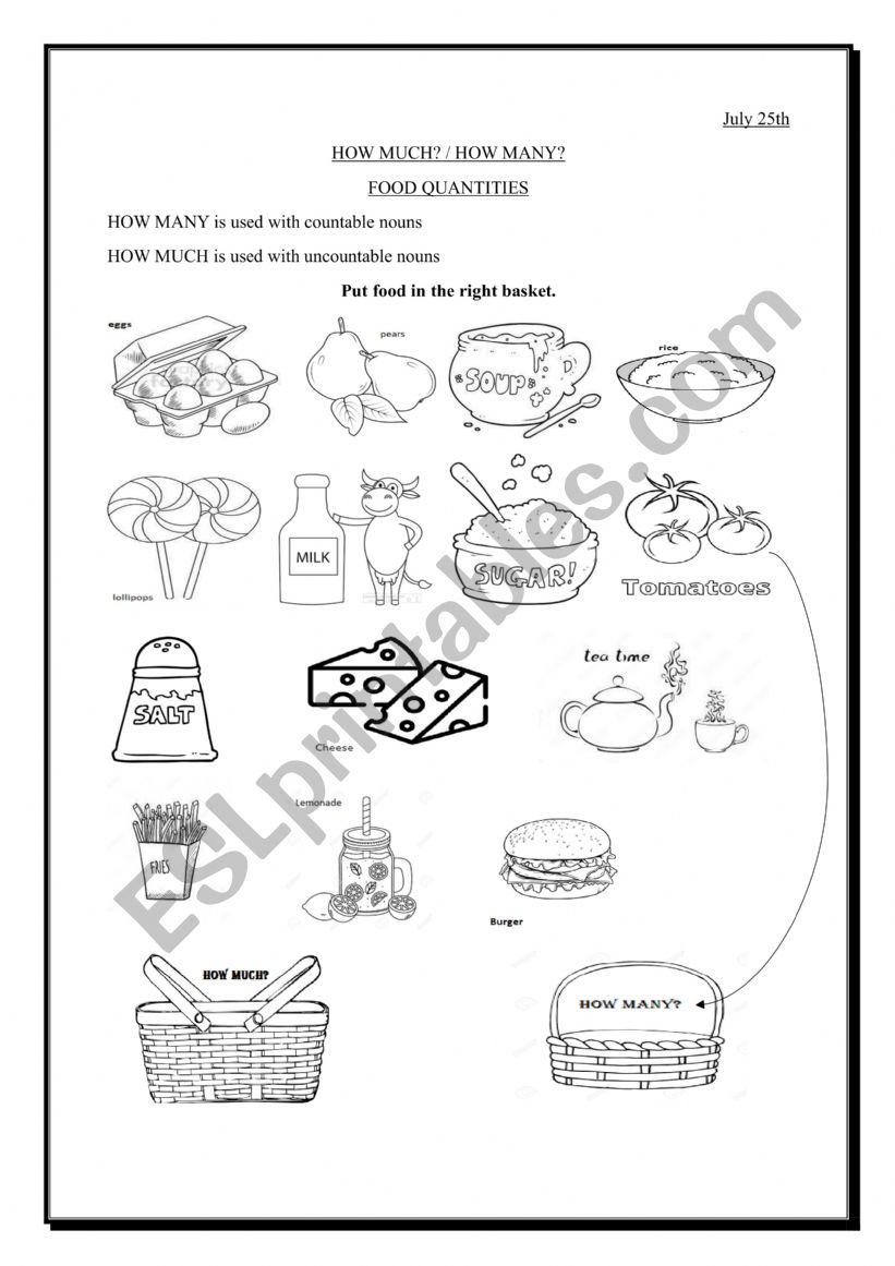 Food quantities , how much/ how many