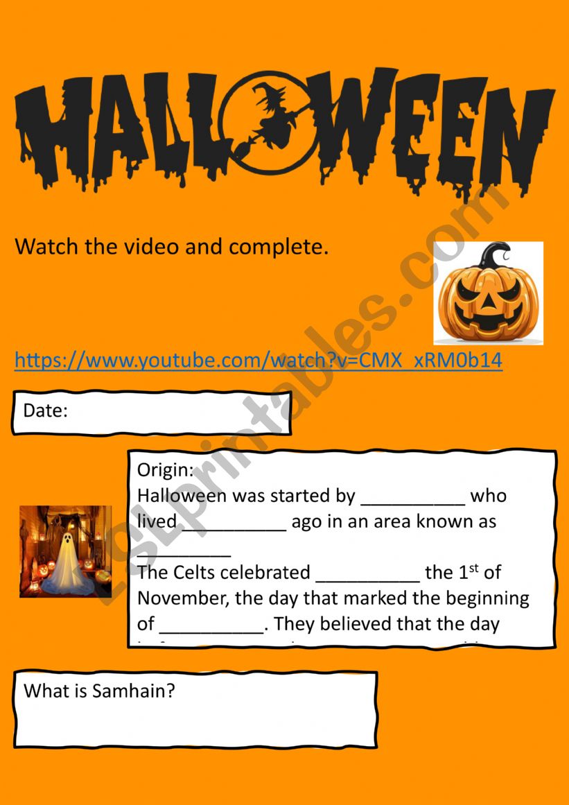 Halloween history worksheet