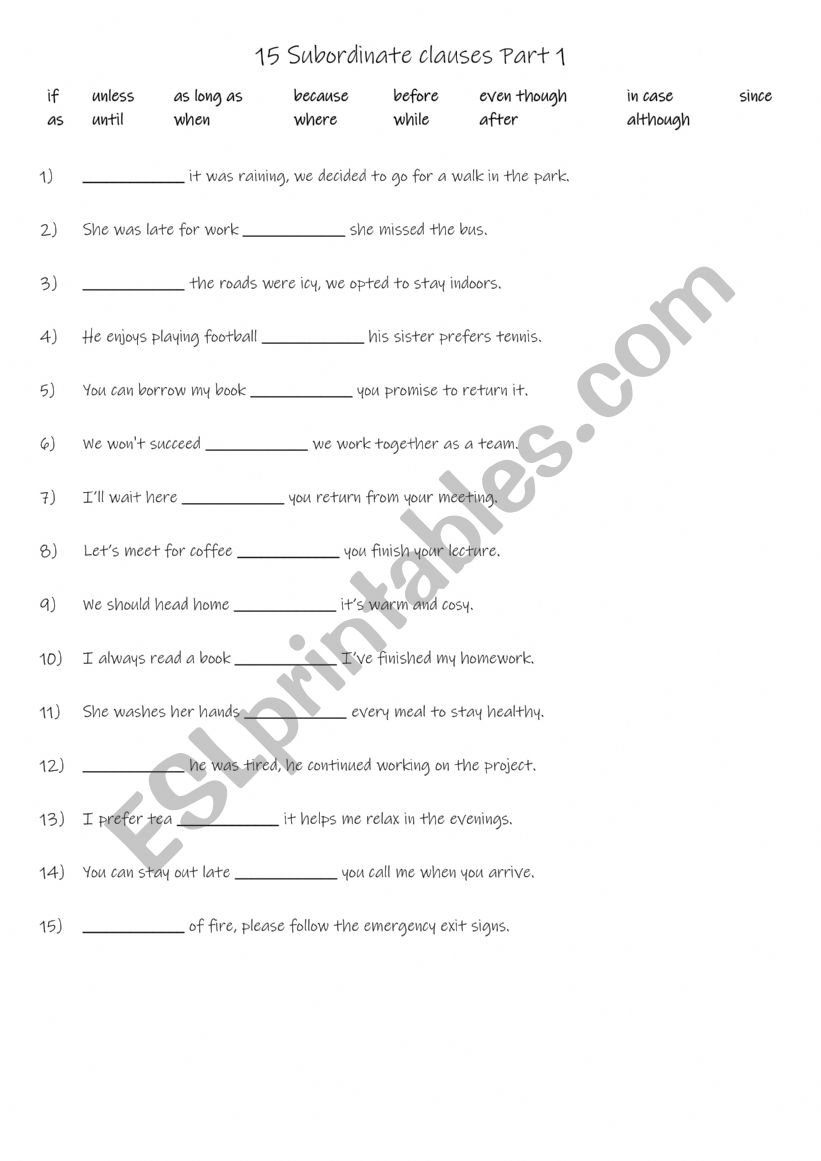 A2- B1 15 Subordinate clauses Part 1