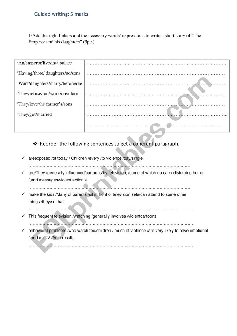 guided writing worksheet