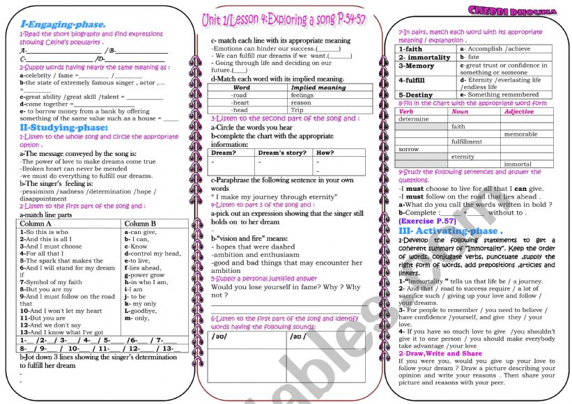 Unit 1 Lesson 4 bac worksheet